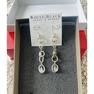 White House Black Market Silver Dangling Earrings NWT